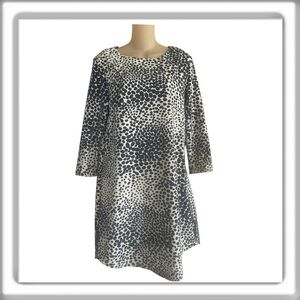 Mahi Gold Bimini Above Knee Dress 3/4 Sleeve Blue White Stretch Size Medium